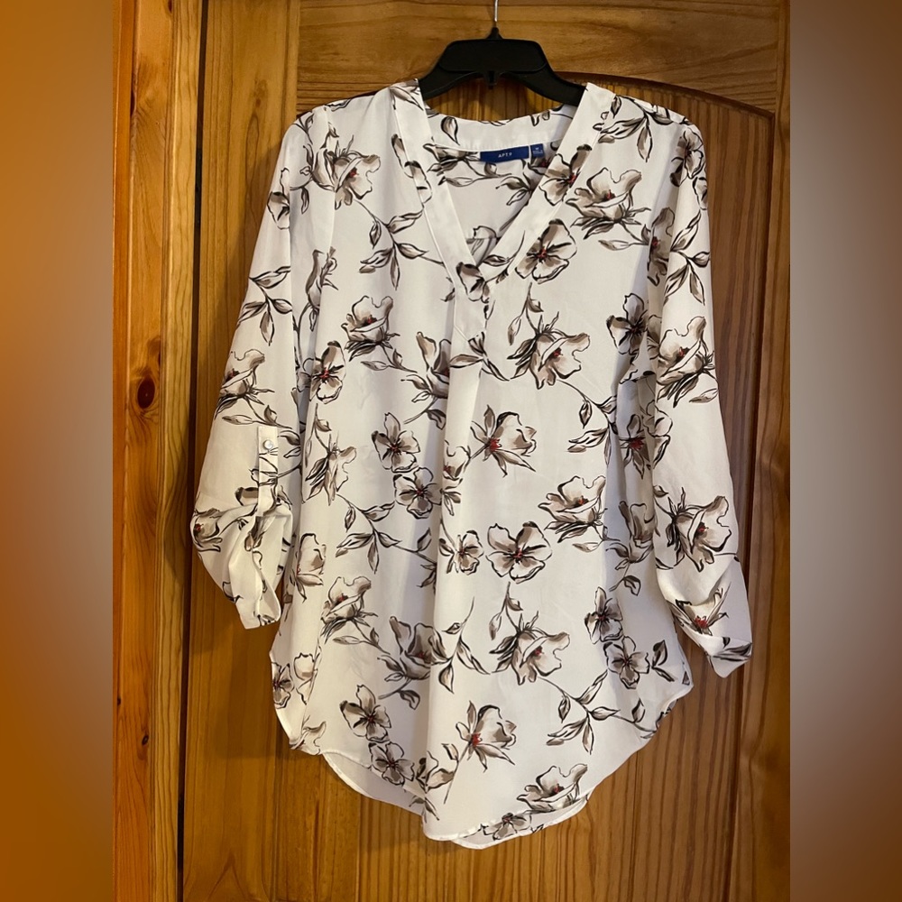 White floral blouse. Apt 9 size medium